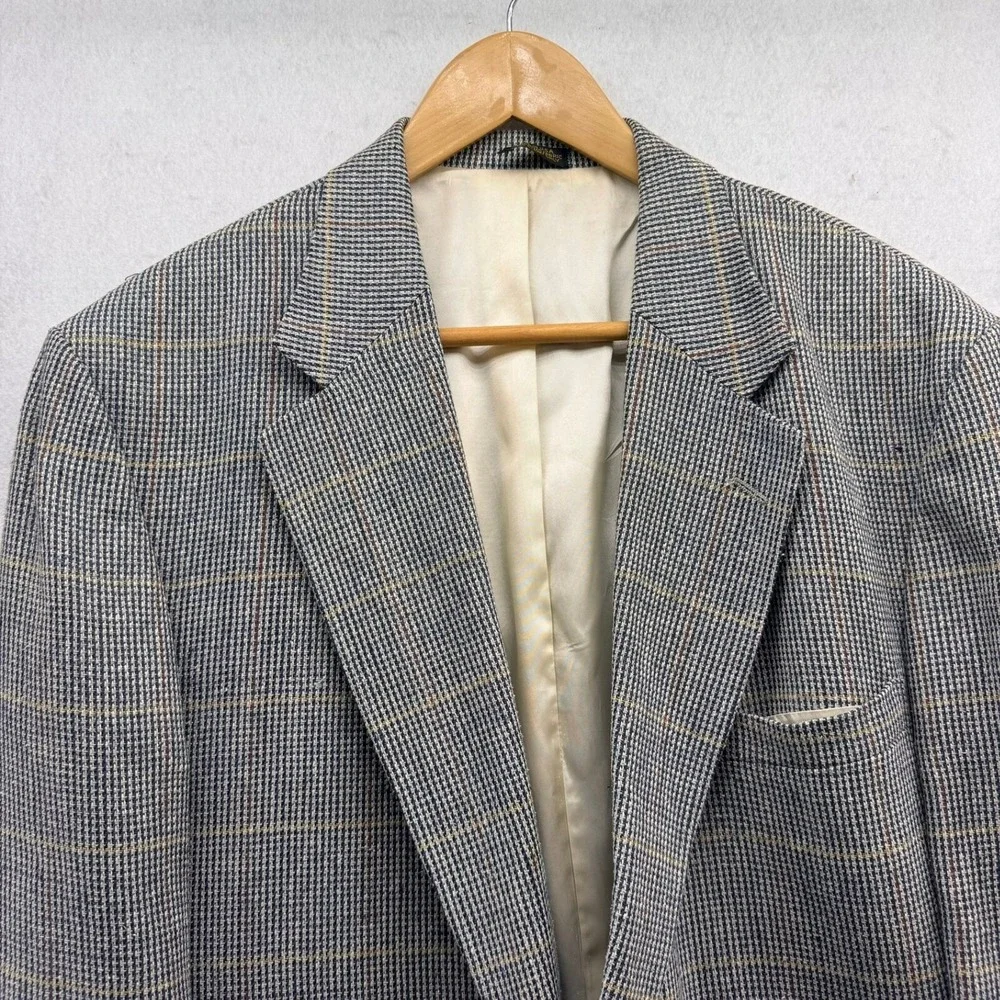 AKA Eddie Bauer Blazer Silk Linen‎ Sport Coat Herringbone Jacket 44L Classic